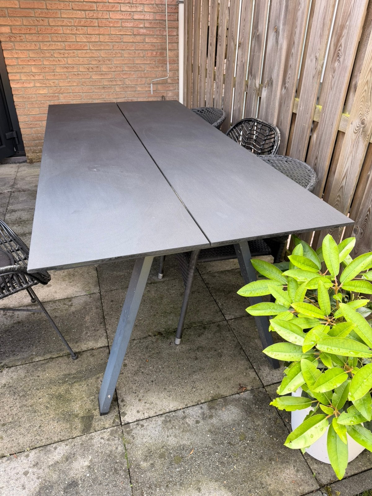 Kunsstof tuintafel jysk 220, Tuin en Terras, Tuintafels, Ophalen, Zo goed als nieuw, Rechthoekig, Aluminium