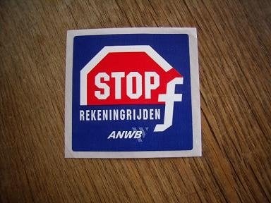 ANWB sticker stop rekeningrijden 8 cm, Ophalen of Verzenden, Zo goed als nieuw, Bedrijf of Vereniging