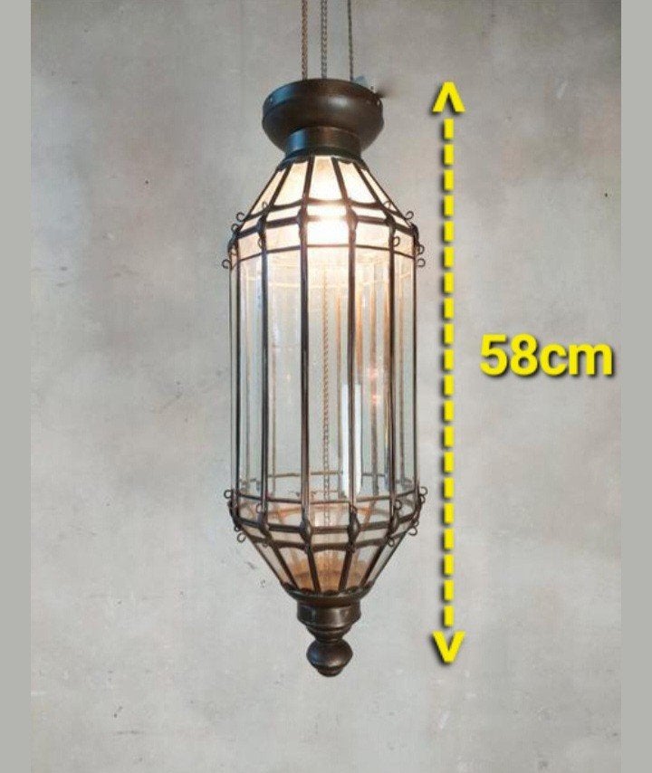Venetiaanse hanglamp geslepen glas in koper geraamte, Ophalen, Glas