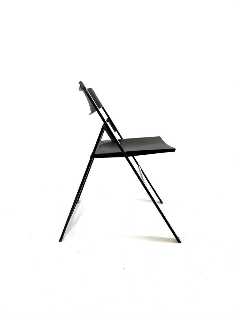 2x Design klapstoel ‘P08’, Justus Kolberg, Tecno ‘90, Kunststof, Twee, Zwart, Ophalen of Verzenden