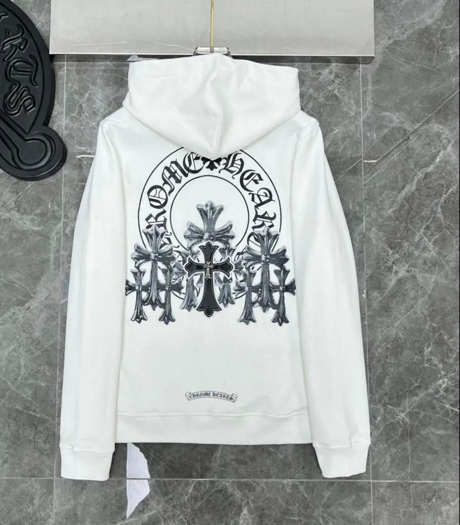 Chrome Hearts Hoodie Wit met Kruisprint, Kleding | Heren, Ophalen of Verzenden, Zo goed als nieuw