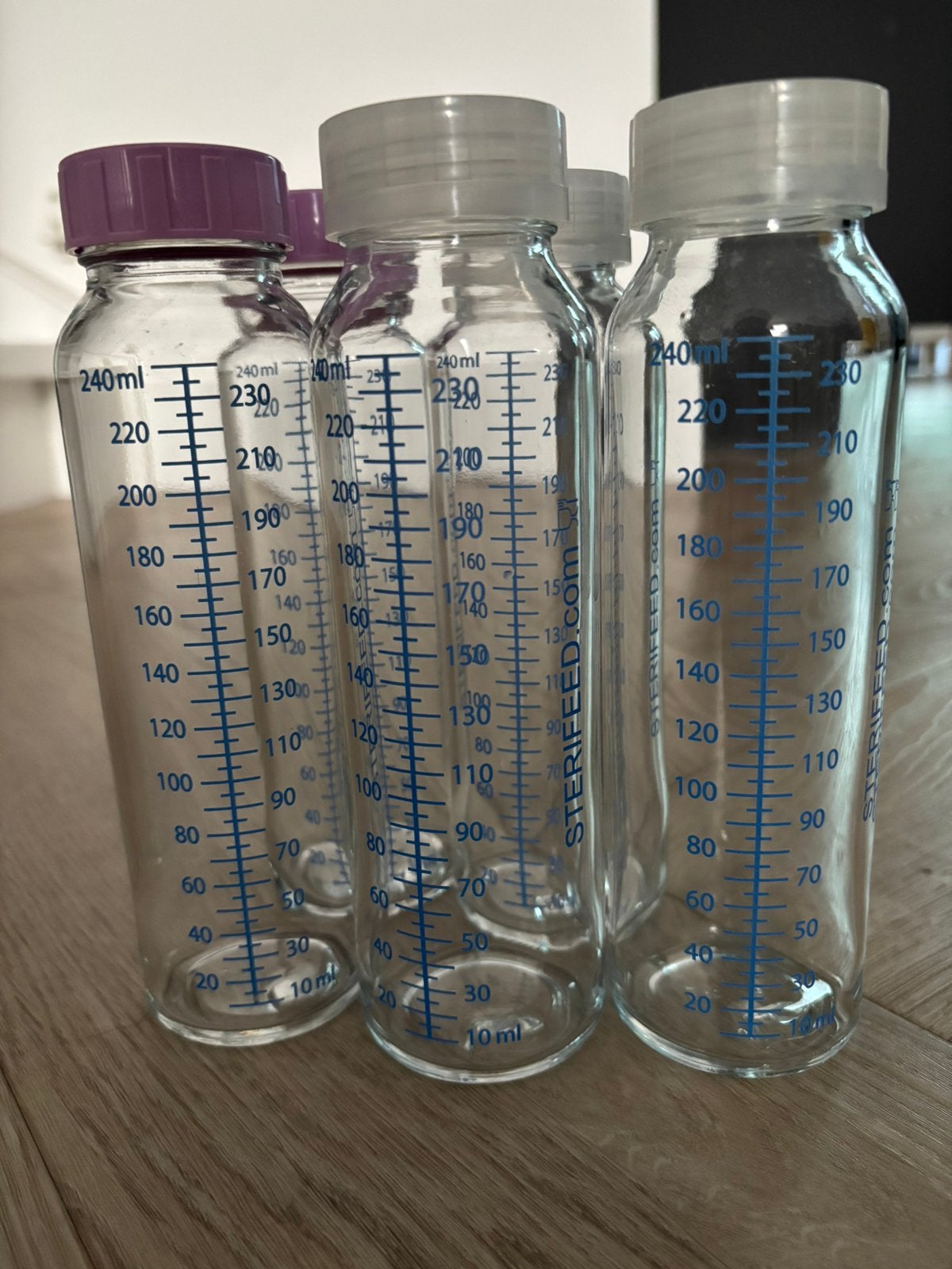 Moedermelk bewaarfles glas 240 ml, Kinderen en Baby's, Babyvoeding en Toebehoren, Ophalen, Zo goed als nieuw, Overige typen
