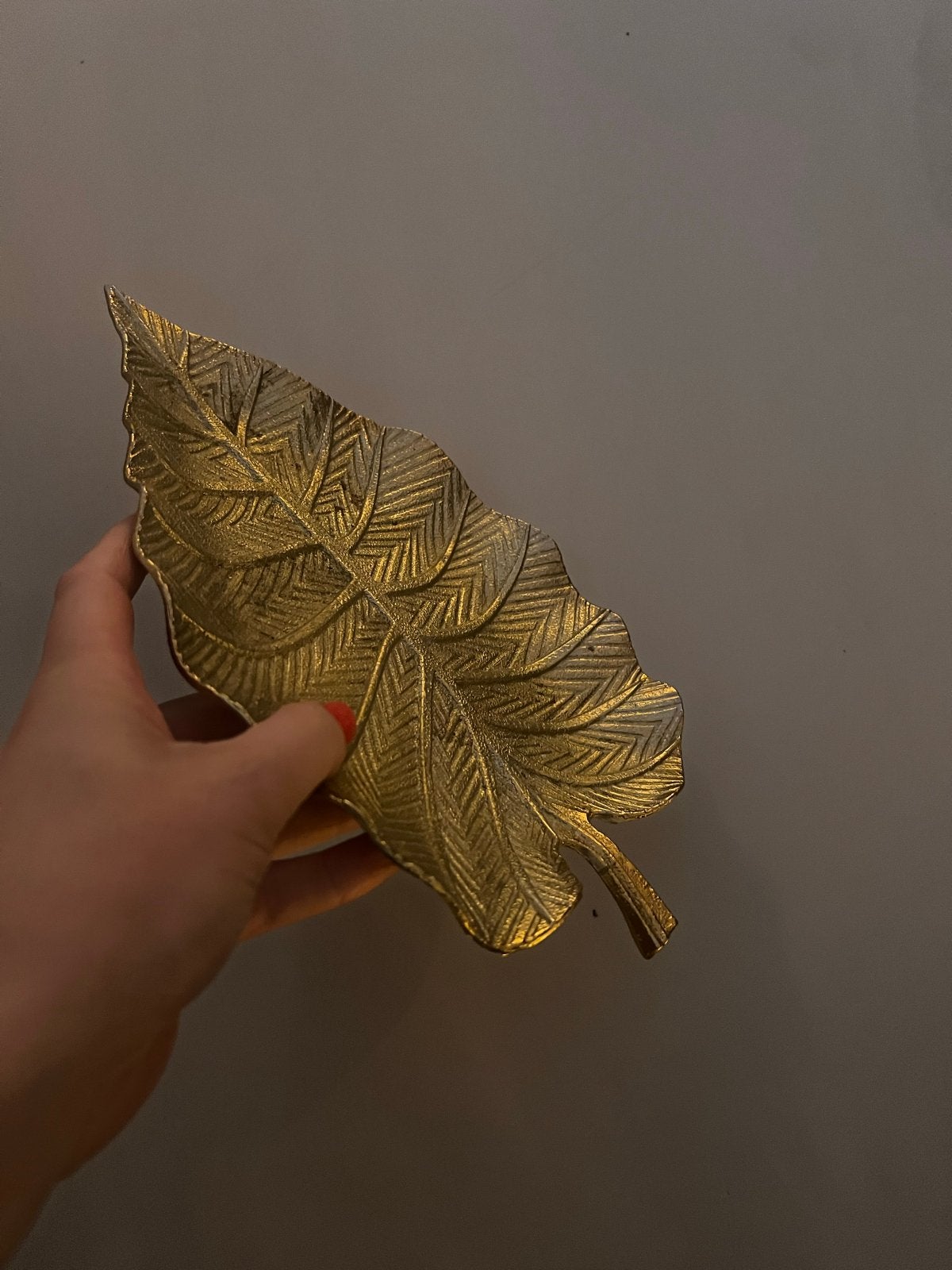 Gouden Bladvormige Schaal, Ophalen of Verzenden, Zo goed als nieuw, Goud, Metaal