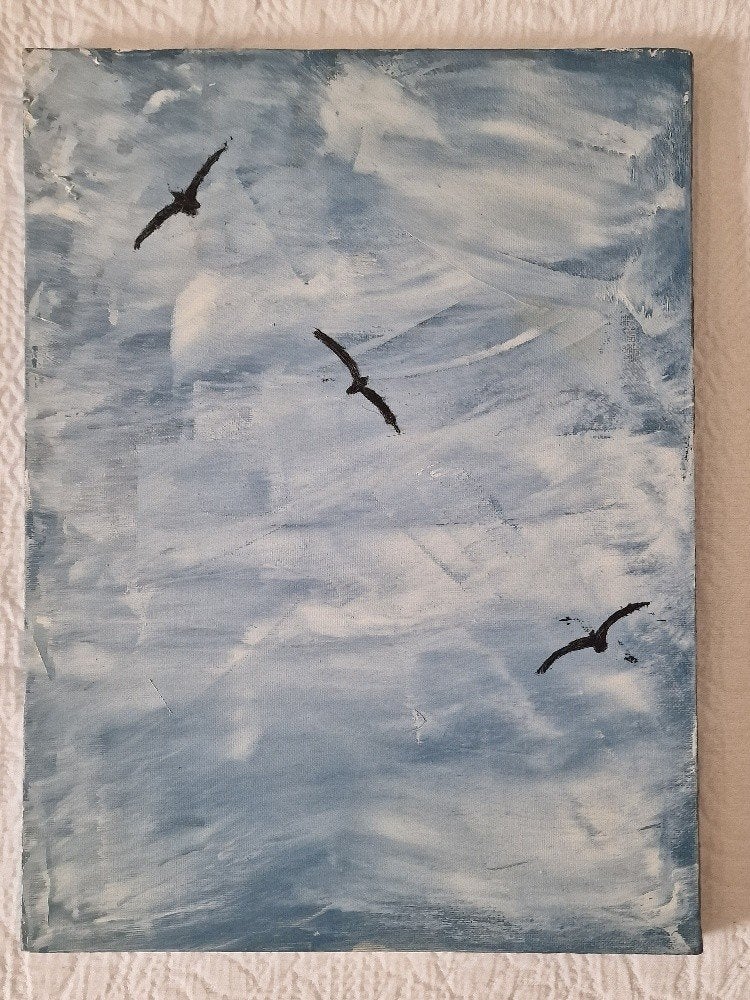 Flying High - olie verf - 40x30  	  17   1, Minder dan 50 cm, Oorspronkelijke maker, Nieuw, Ophalen of Verzenden