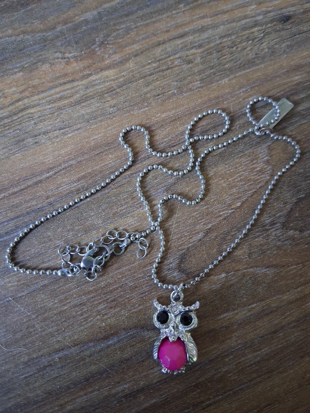 Uilenketting met roze steen, Met hanger, Overige materialen, Gebruikt, Ophalen of Verzenden