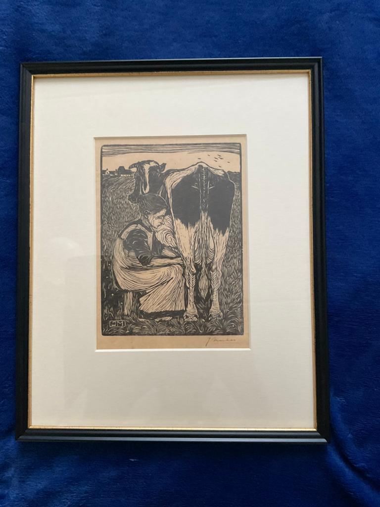 Jan mankes, melkmeisje, Antiek en Kunst, Kunst | Etsen en Gravures, Ophalen of Verzenden