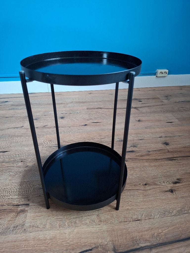 Bijzettafel, Minder dan 55 cm, Metaal of Aluminium, Rond, Zo goed als nieuw