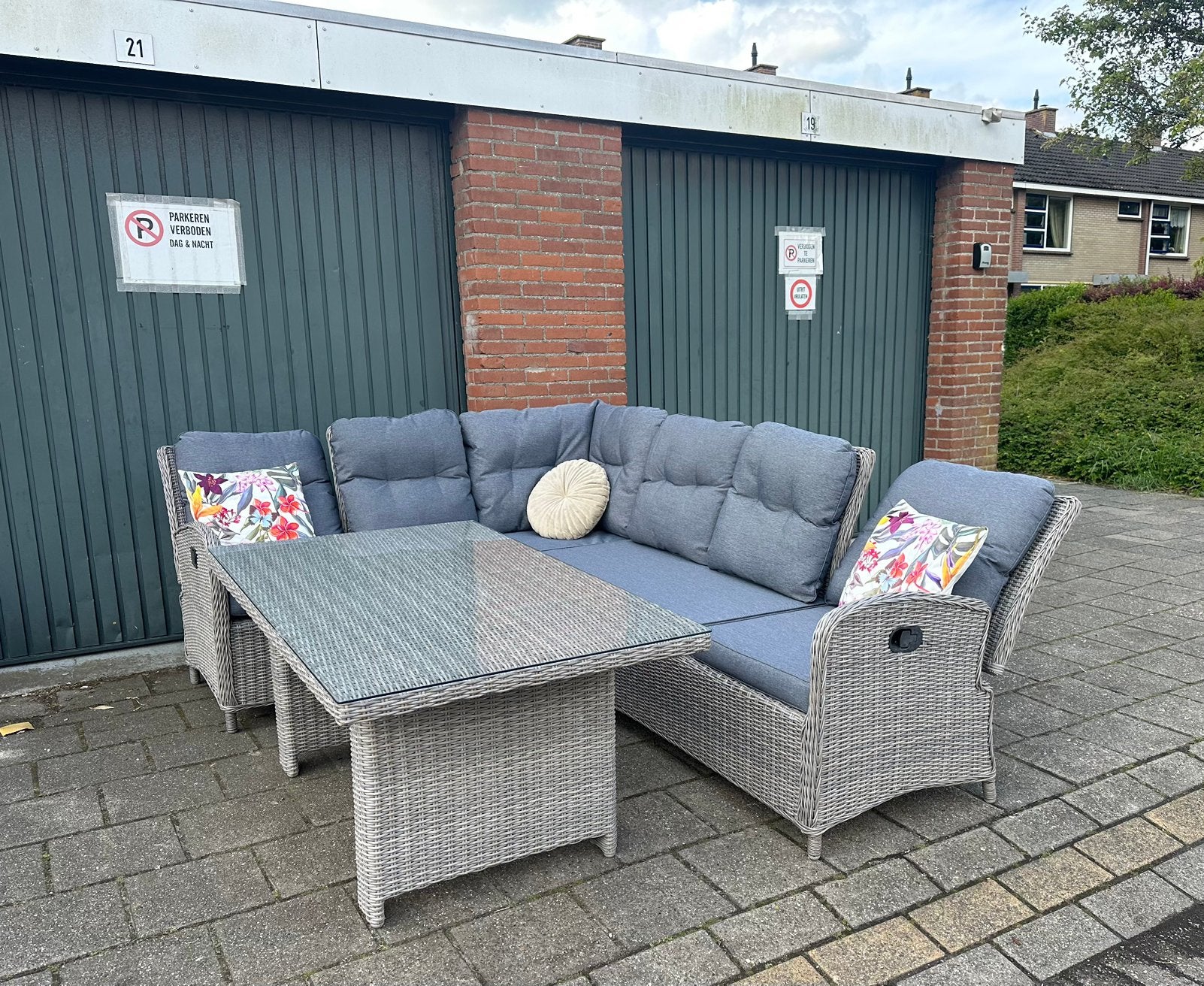 Prachtige verstelbare Dining Loungeset Tuinset, Tuin en Terras, Tuinsets en Loungesets, Ophalen, Zo goed als nieuw, Wicker, Bank