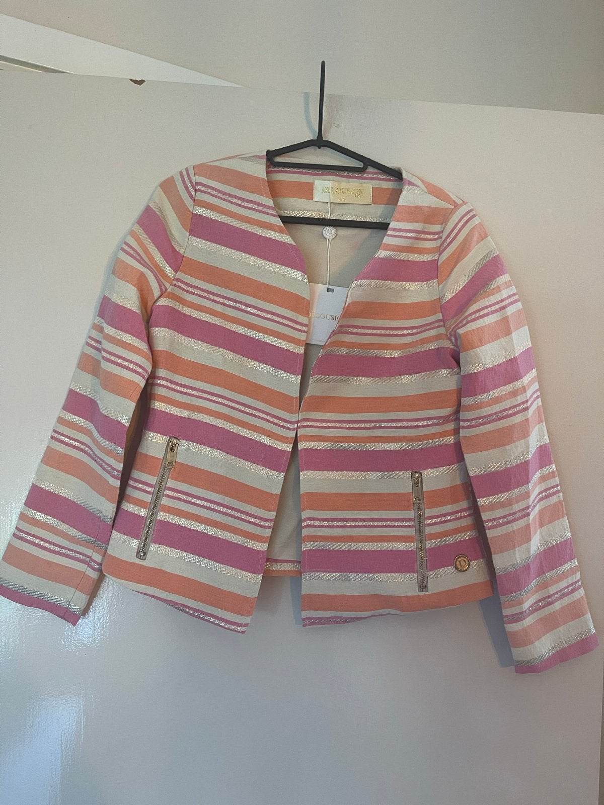 DELOUSION by LOU Gestreepte Jasje/vestje Bibi Maat XS, Verzenden, Nieuw, Maat 34 (XS) of kleiner, Roze
