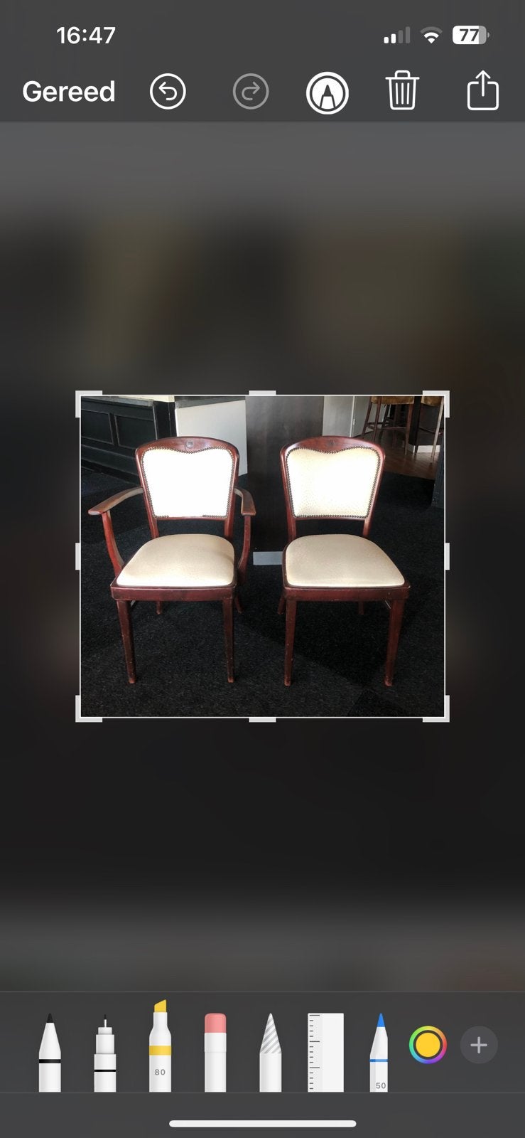 Partij spahn stoelen, Gebruikt, Wit, Vintage, Ophalen of Verzenden