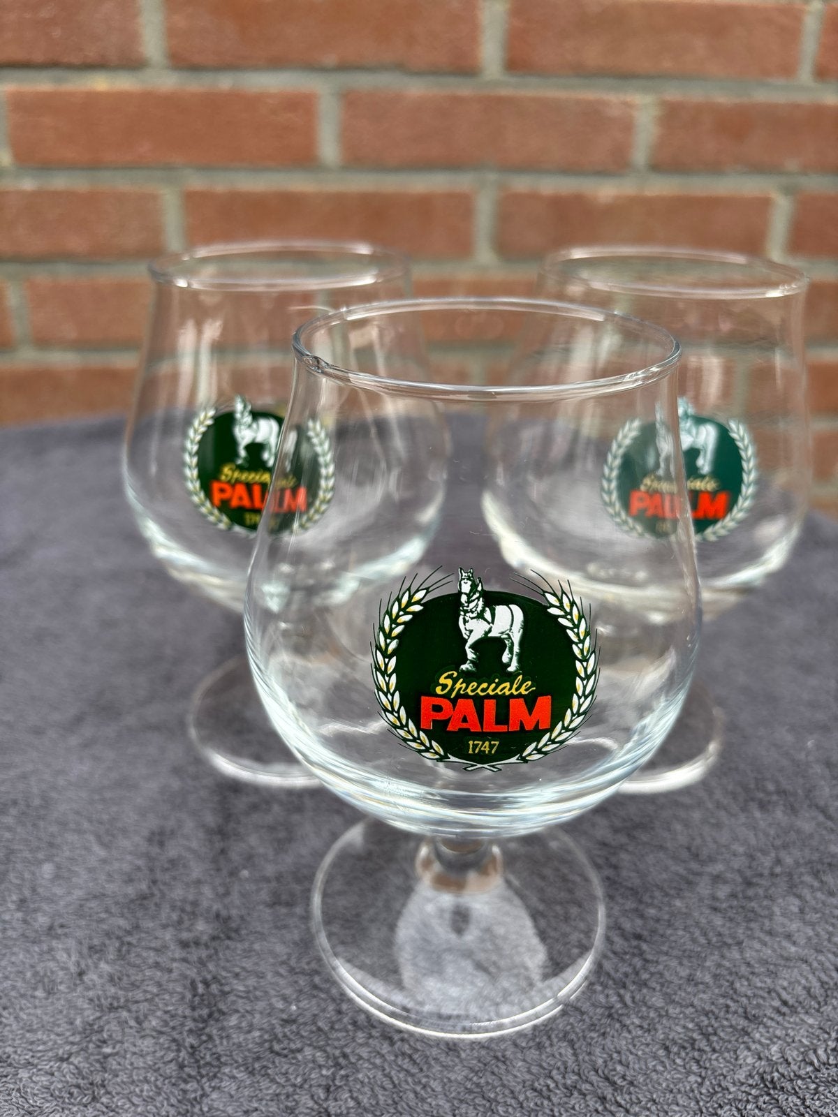 Set van 3 Speciale Palm bierglazen, Verzamelen, Ophalen of Verzenden, Gebruikt