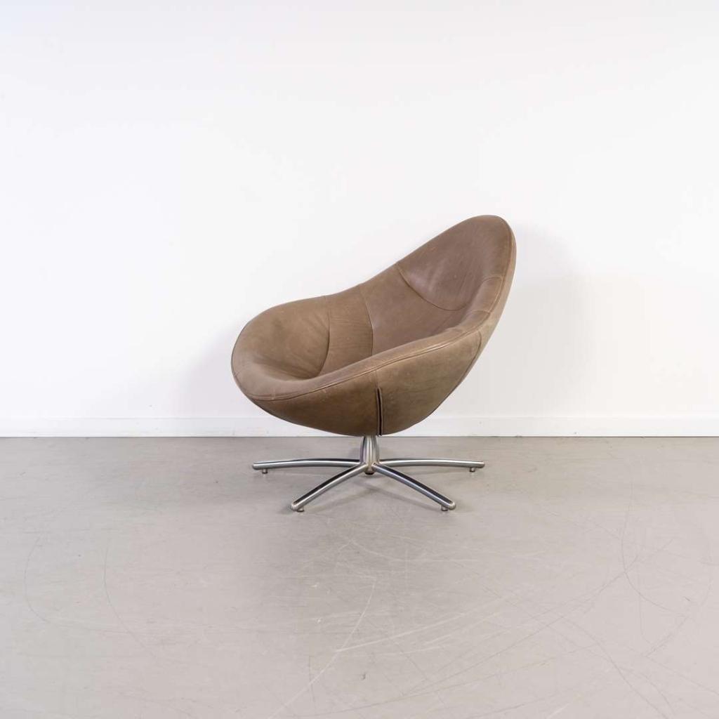 1x Label Hidde Fauteuil Bruin Leer - Chroom, Niet ingevuld, Gebruikt, Leer, Niet ingevuld