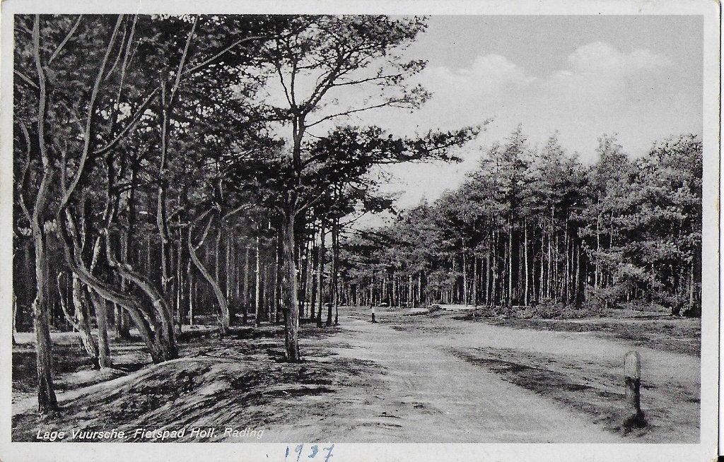 Sus16 Oude gelopen Ansichtkaart Lage vuursche fietspad 1937, Ophalen of Verzenden, 1980 tot heden, Gelopen, Utrecht