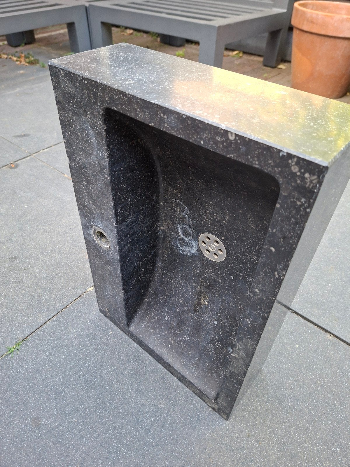 Belgisch hardsteen gootsteen buiten te koop, Ophalen, Gebruikt, Hardsteen, Waterornament