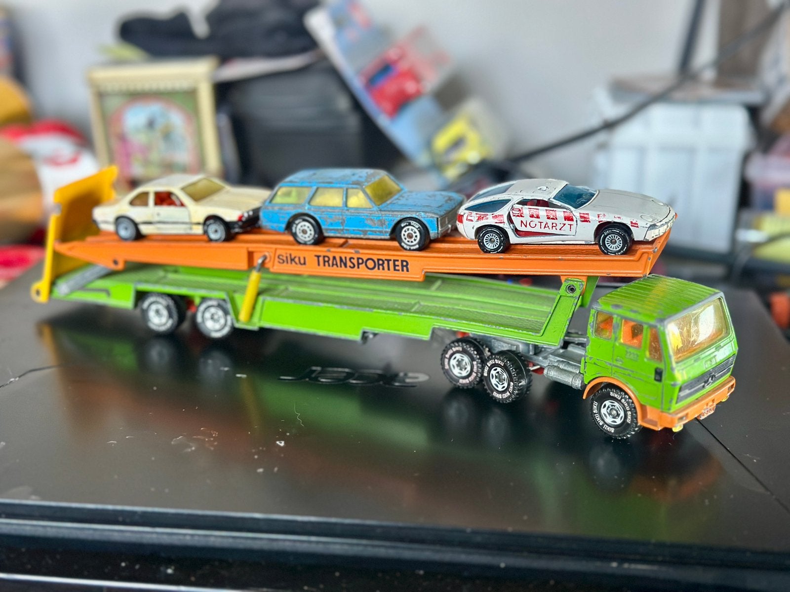 Siku transporter met 3 siku auto’s, Ophalen of Verzenden, Zo goed als nieuw, Bus of Vrachtwagen, SIKU