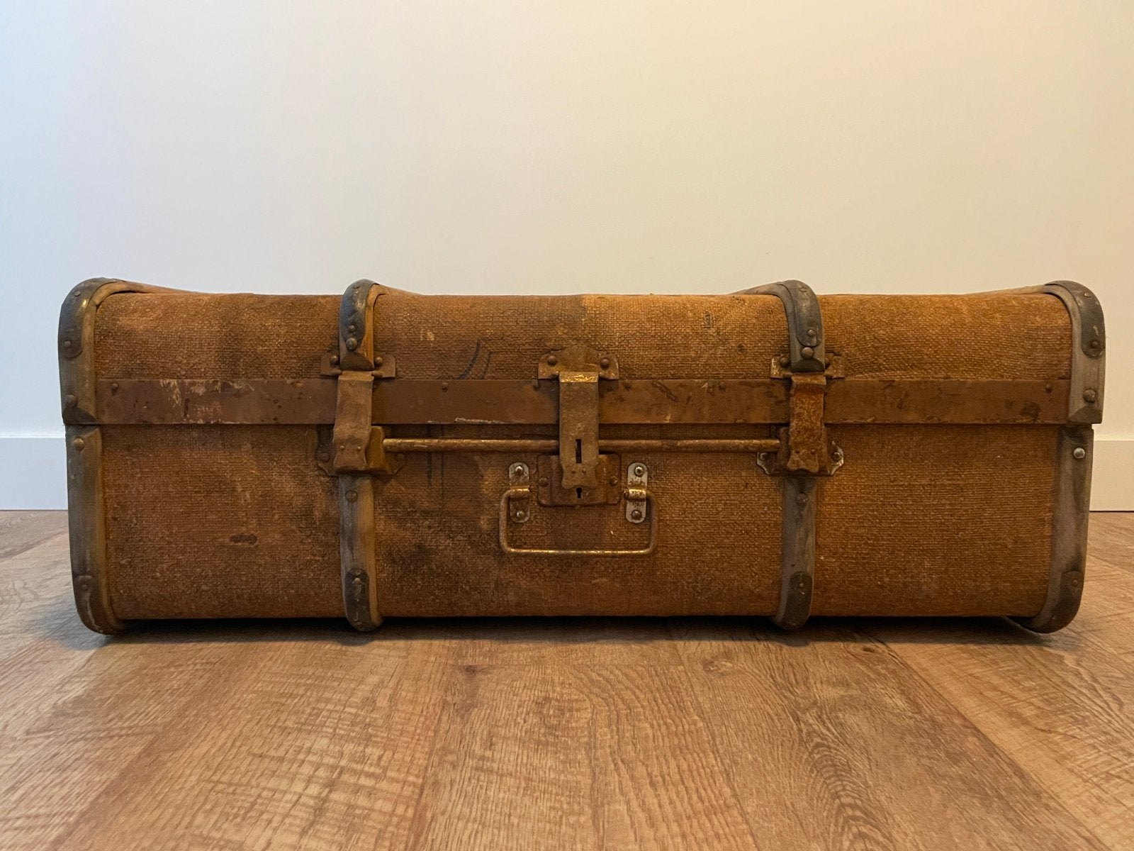 Vintage hutkoffer / trunk – industrieel – ca. 1900, Ophalen, Zo goed als nieuw, 50 tot 100 cm, Minder dan 50 cm