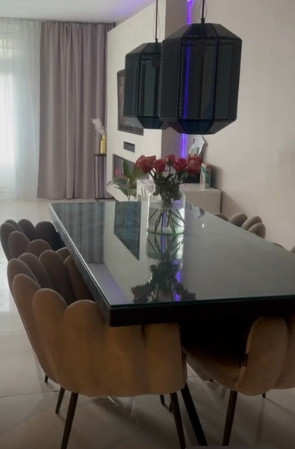 Eettafel Bonito 180 met dikke glasplaat, Ophalen, Gebruikt, 50 tot 100 cm, Glas