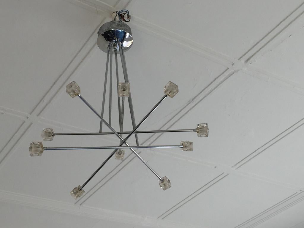 Design Hanglamp Kroonluchter Chrome Glas Modern halo/led, Ophalen, Gebruikt, Overige materialen