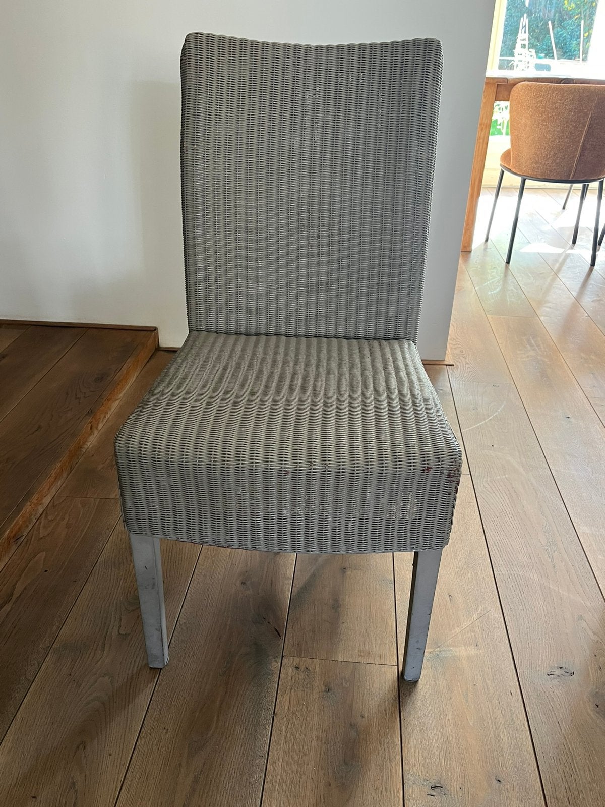 Loom eettafelstoelen, 6 stuks, grijs, Huis en Inrichting, Ophalen, Riet of Rotan, Zo goed als nieuw, Grijs