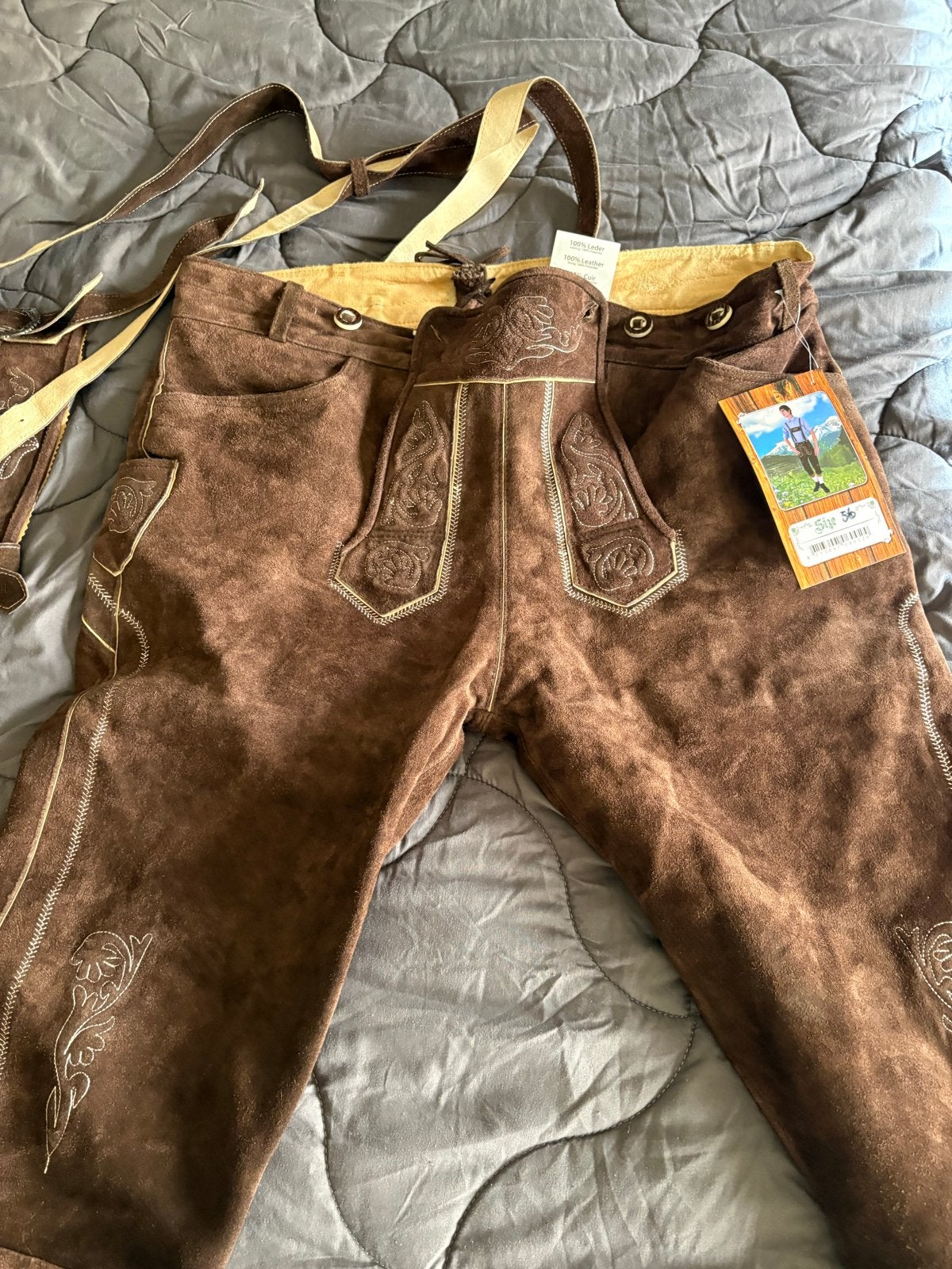 Nieuwe Lederhose Maat 56 - Oktoberfest Kleding, Ophalen of Verzenden, Nieuw, Maat 56/58 (XL)