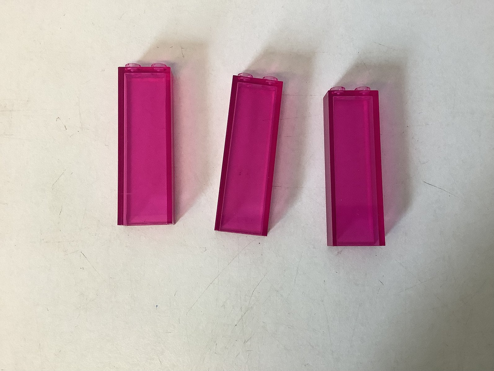 Lego steen 1x2x5 transparant donker roze (3), Ophalen of Verzenden, Gebruikt, Losse stenen, Lego