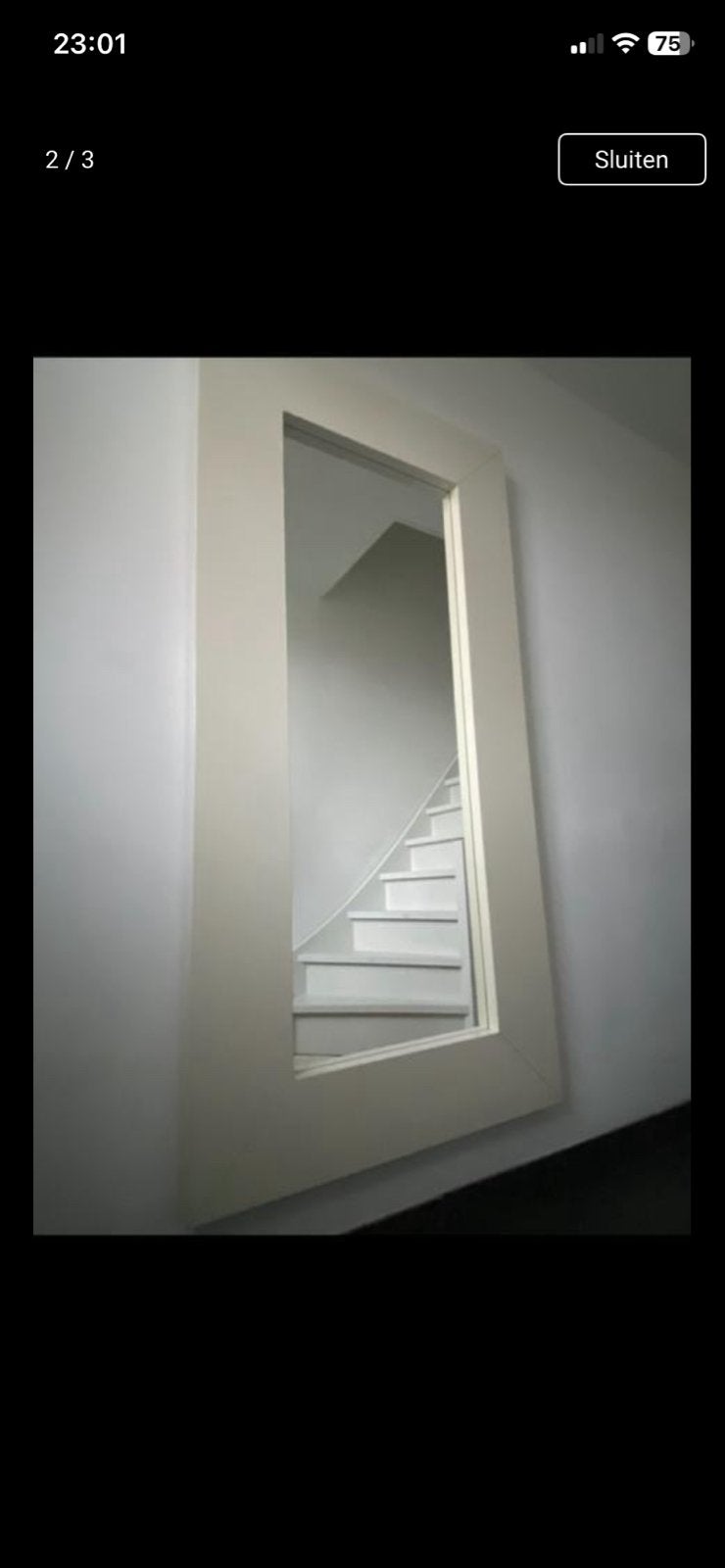 Grote spiegel IKEA Mongstad met witte brede lijst, Ophalen, Gebruikt, 75 tot 100 cm, 150 tot 200 cm