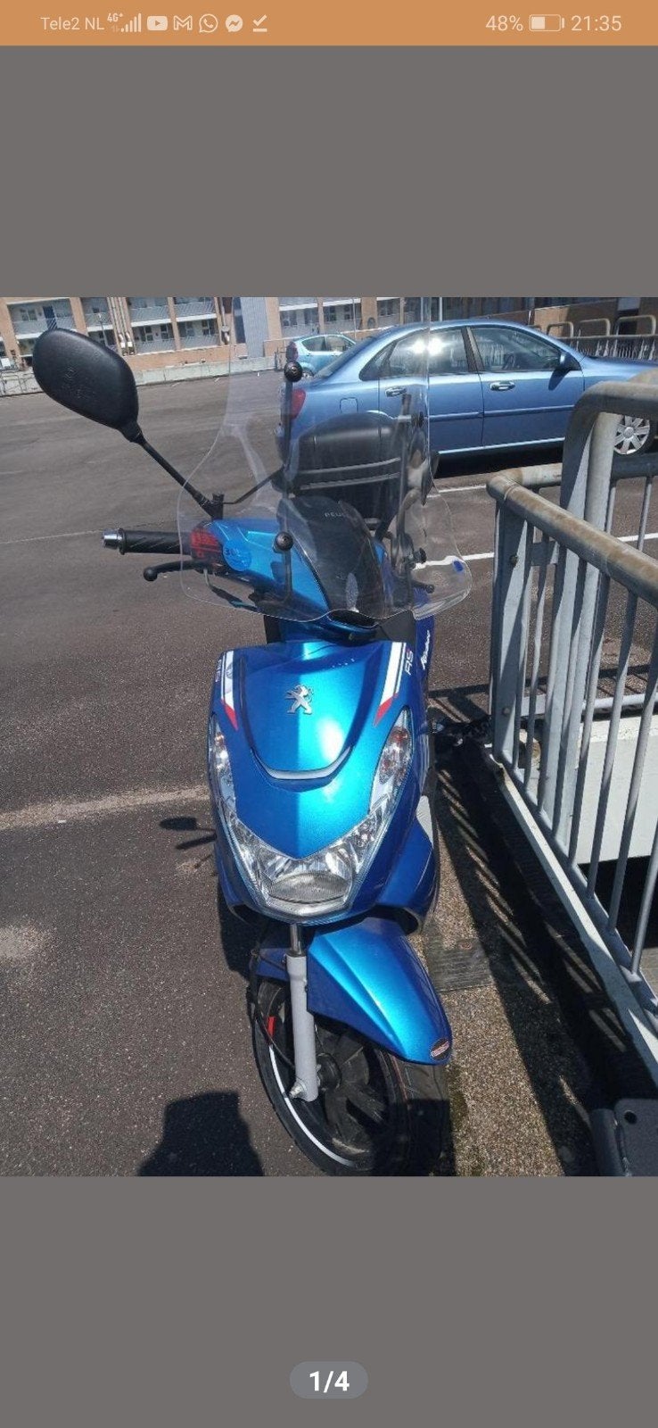 Peugeot Kisbee E4 Benzine Snor Scooter - Blauw, Fietsen en Brommers, Snorfietsen en Snorscooters, Gebruikt, Peugeot, Benzine, Ophalen