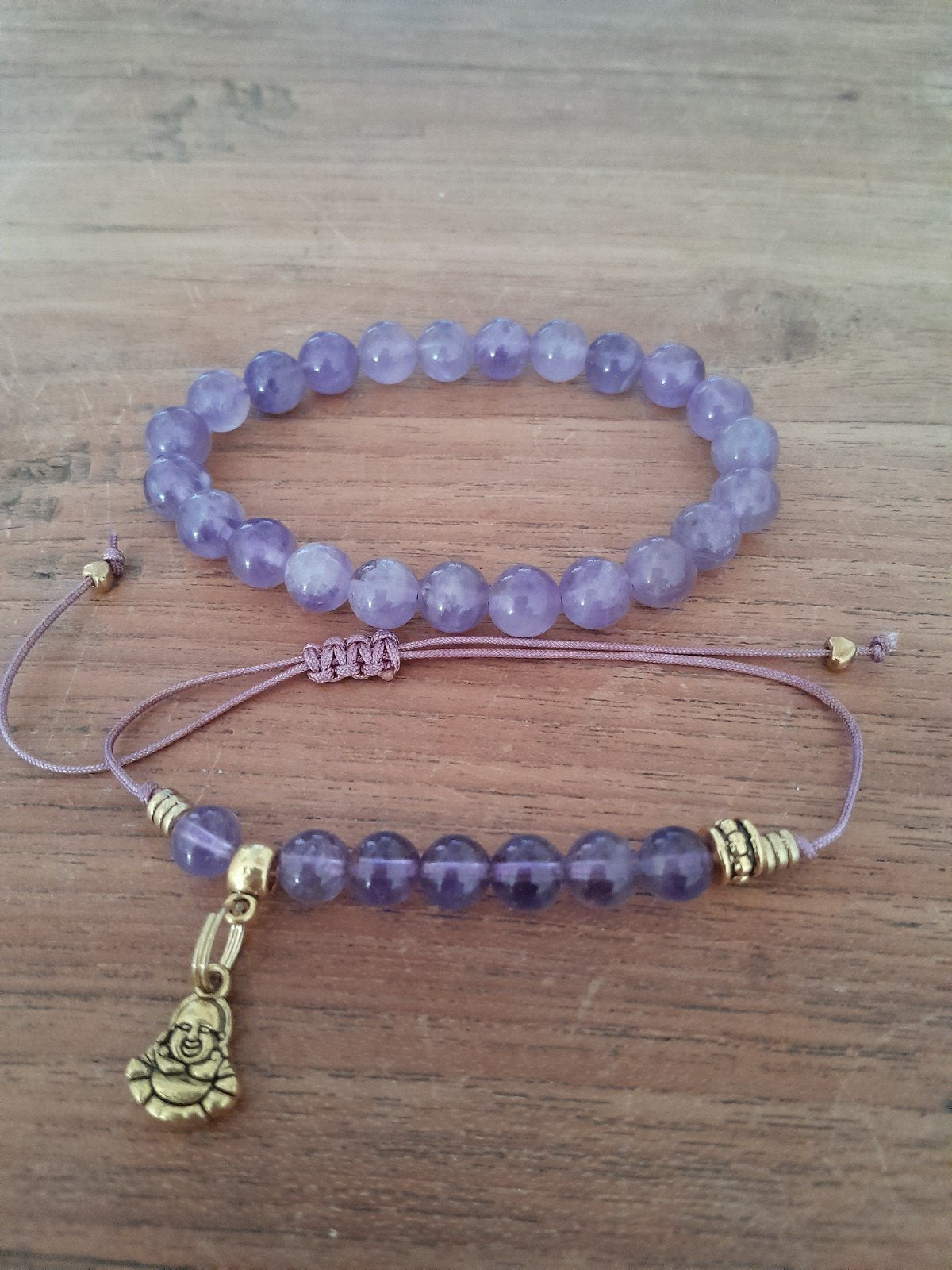 Amethist kralen armband met Boeddha bedel, Overige materialen, Met bedels of kralen, Paars, Nieuw