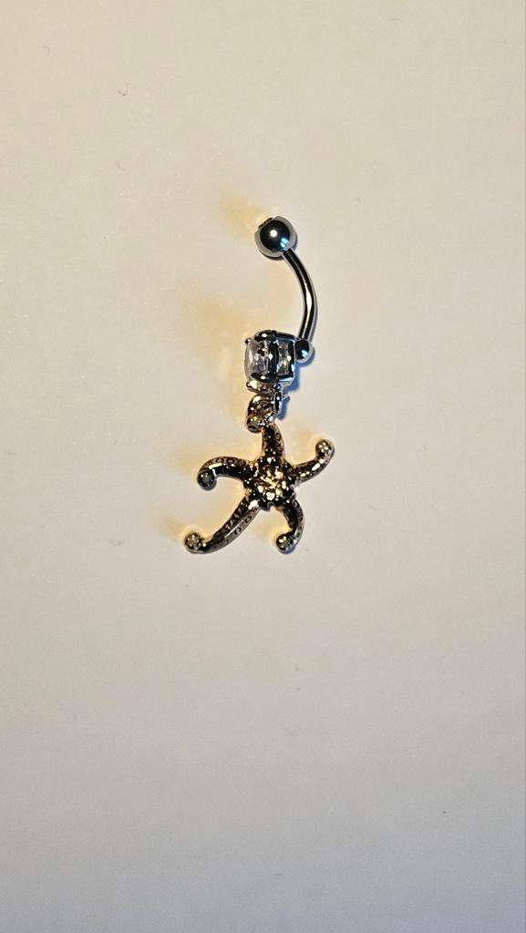Navelpiercing met strass zeester, Navelpiercing, Staal, Nieuw, Ophalen of Verzenden