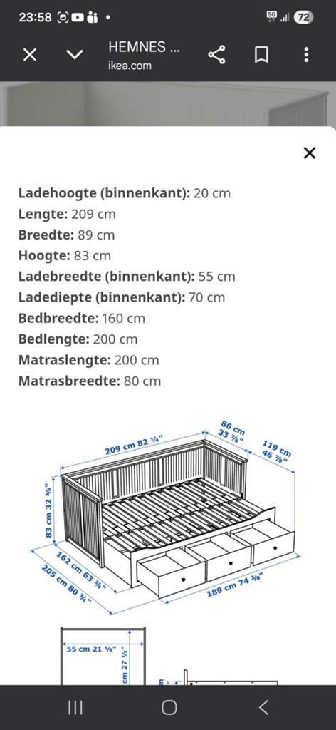 IKEA HEMNES Bedbank met 3 lades - Wit, Wit, Tweepersoons, Ophalen of Verzenden, Modern Scandinavisch