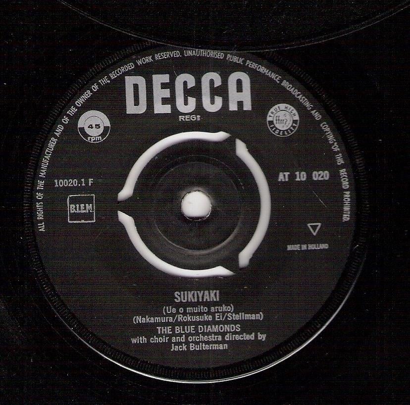 Blue Diamonds - Sukiyaki (Ue O Muito Aruko)-Summer Love 1963, Cd's en Dvd's, Vinyl Singles, Ophalen, Gebruikt, Pop