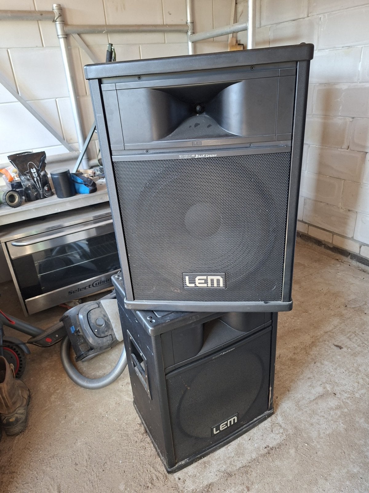 2x LEM B15015 Black Series speakers en JB Systems set, Ophalen, Gebruikt