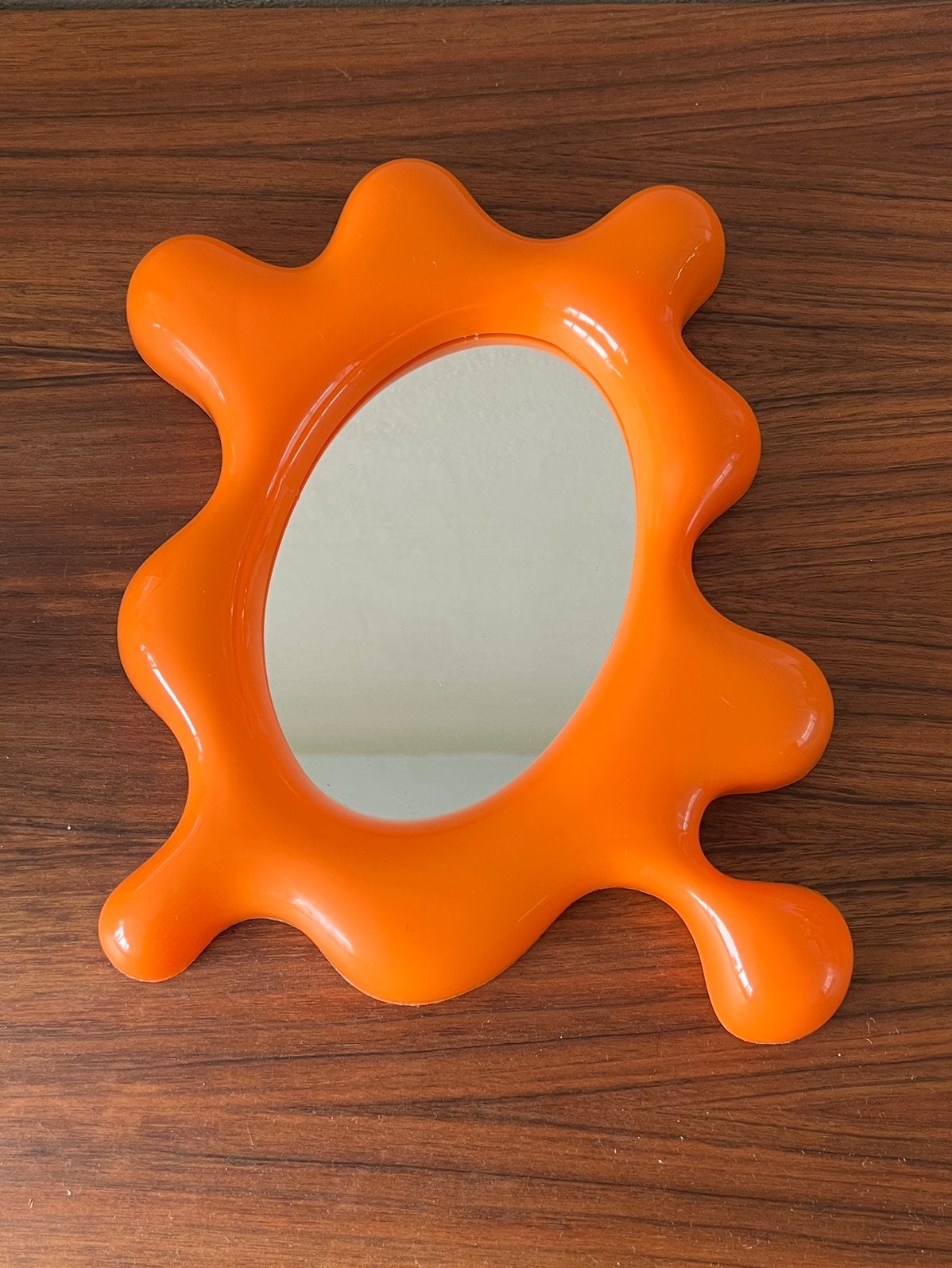 Vintage spiegel Ikea Tunga retro oranje 1996 design splash, Minder dan 50 cm, Ophalen of Verzenden, Zo goed als nieuw, Minder dan 100 cm