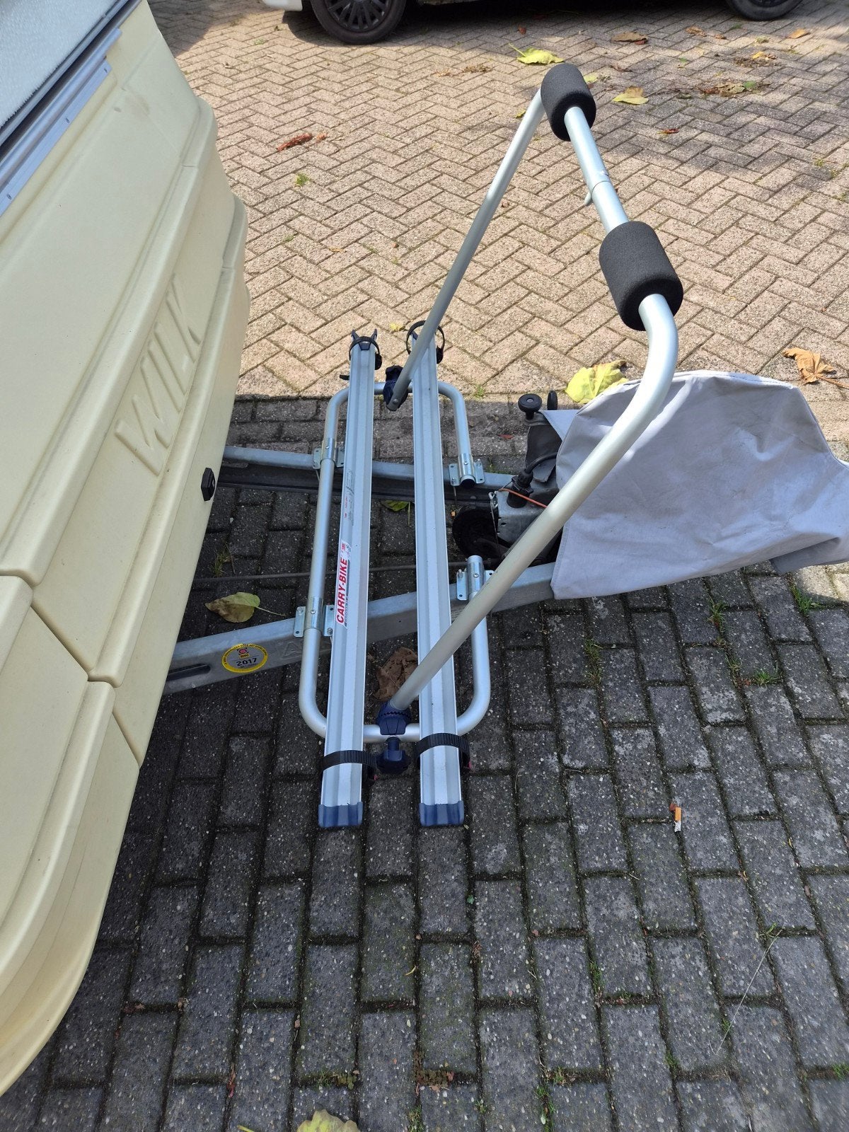 Fietsendrager voor dissel caravan - Kantelbaar, Ophalen, 2 fietsen, Gebruikt, Fietsendrager-accessoire