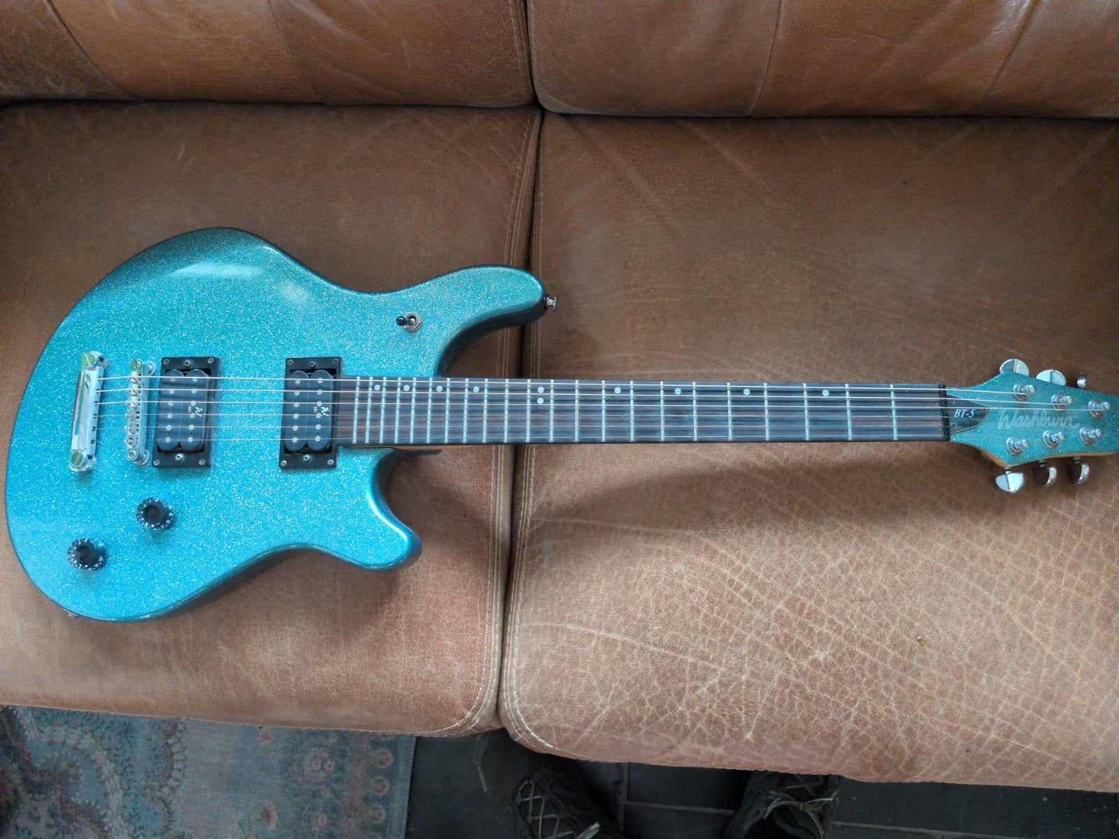 Washburn BT-5 Blauw Glitter, Ophalen of Verzenden, Zo goed als nieuw, Solid body, Overige merken