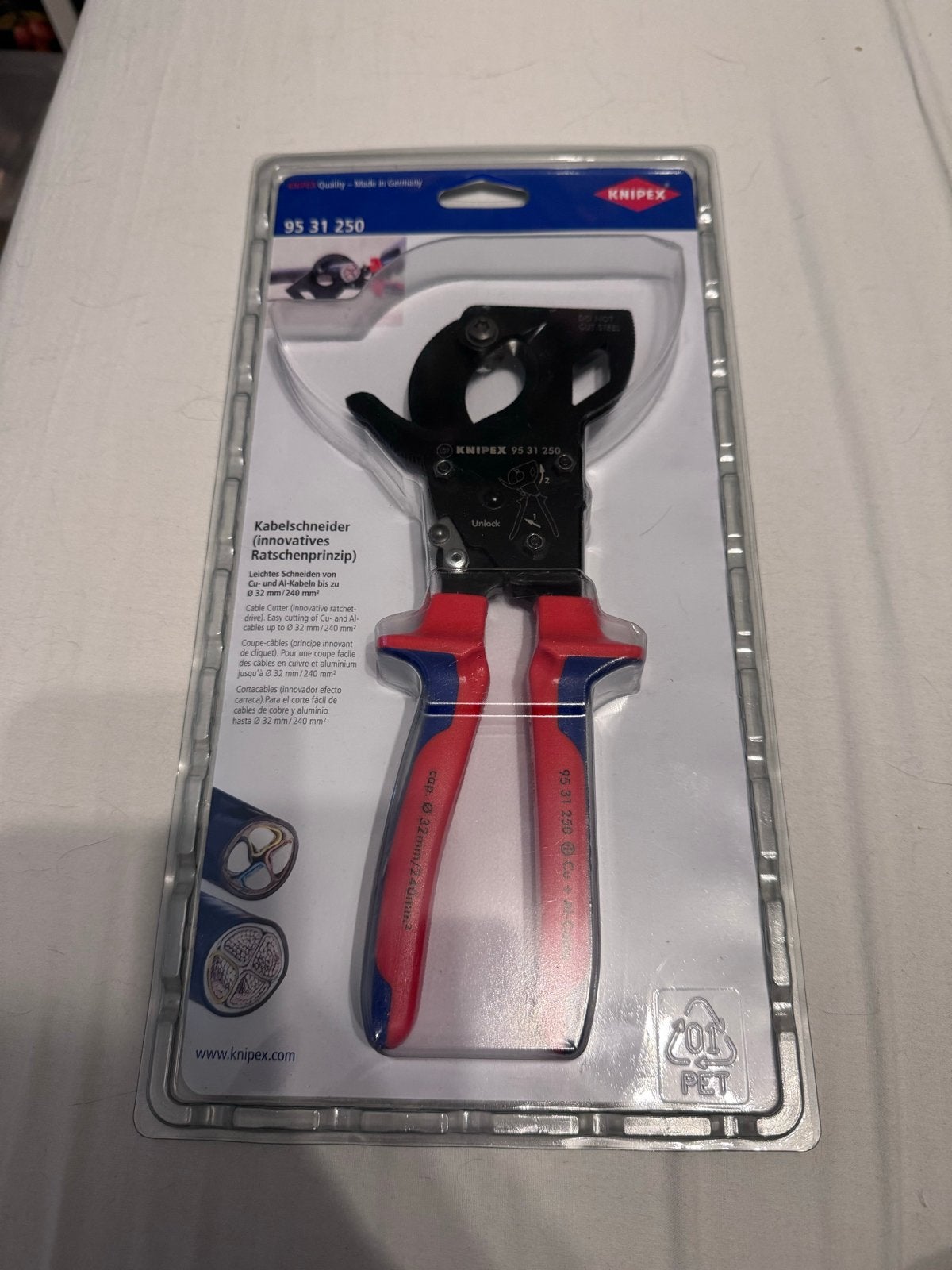 Knipex 95 31 250 Kabelschaar met ratel, Ophalen of Verzenden, Nieuw, Snijgereedschap, Knipex