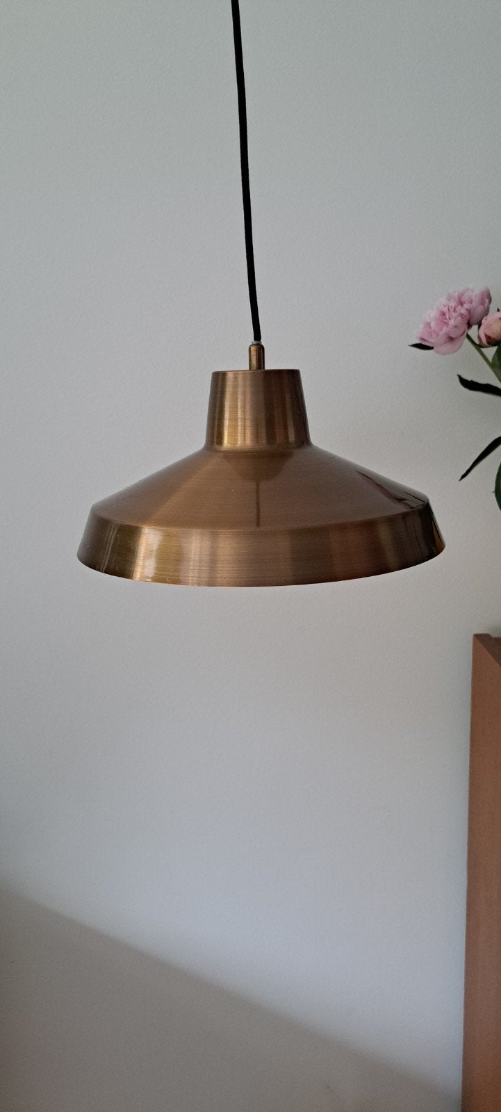Set van 3 verstelbare koperen hanglampen, Ophalen, 50 tot 75 cm, Modern, Industrieel, Koper, Zo goed als nieuw