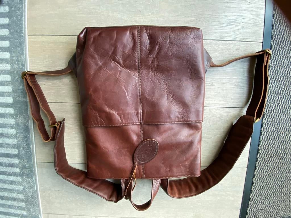 Saccoo Amsterdam Leren Rugzak/Laptoptas - Zo goed als nieuw, Overige merken, 25 tot 40 cm, Ophalen of Verzenden, Zo goed als nieuw