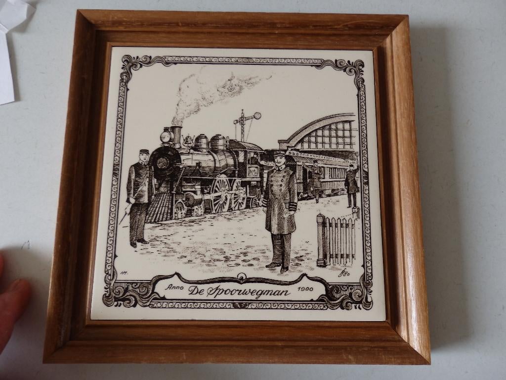 Tegel in lijst Anno 1900 Spoorwegman, Ophalen of Verzenden, Zo goed als nieuw