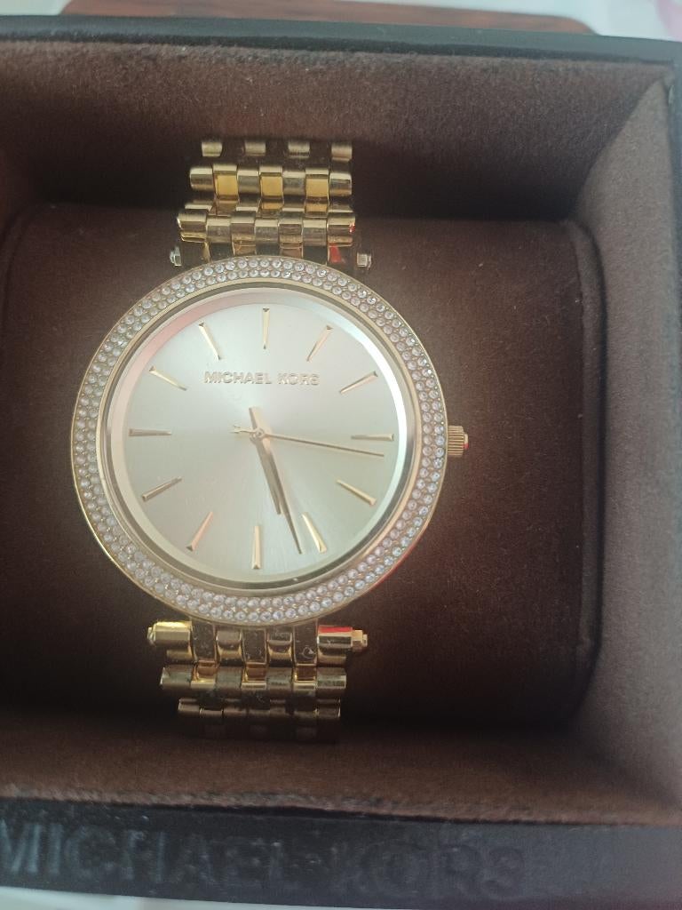 Michael kors dames horloge, Overige merken, Gebruikt, Ophalen of Verzenden, Goud