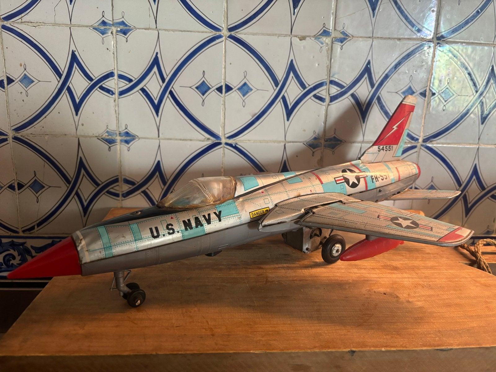 Japanse  blikken F105 Yonezawa Thunderchief U.S. Navy, Ophalen of Verzenden, Gebruikt