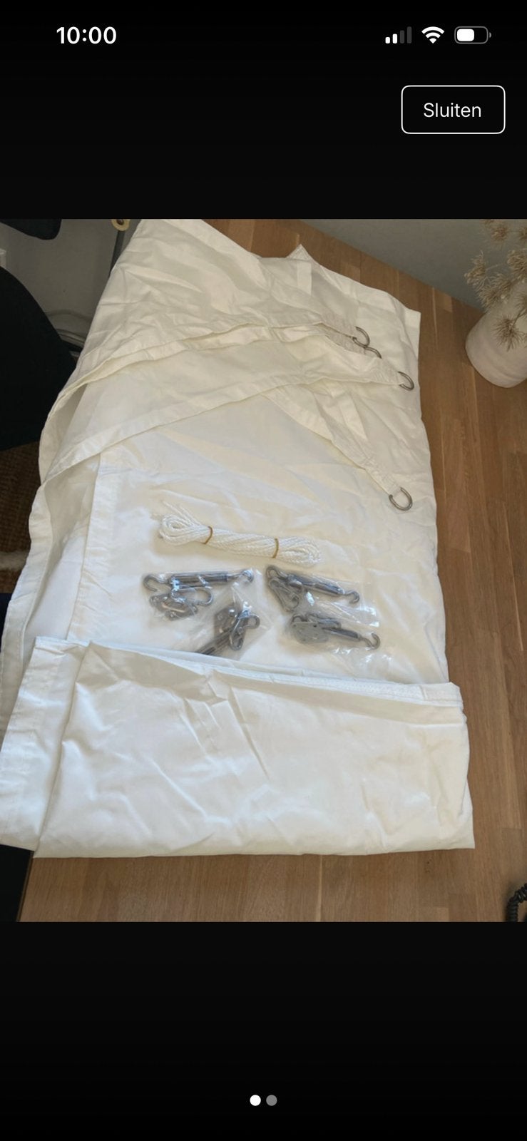 Schaduwdoek wit; 3 bij 3, Tuin en Terras, Ophalen of Verzenden, Nieuw
