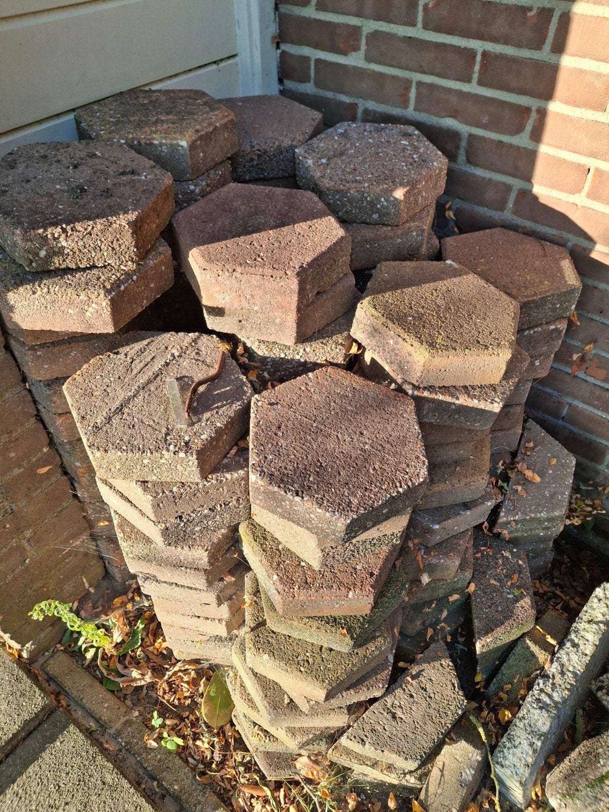 Gebruikte zeshoekige betontegels voor tuin of terras, Ophalen, Gebruikt, 10 m² of meer, Beton