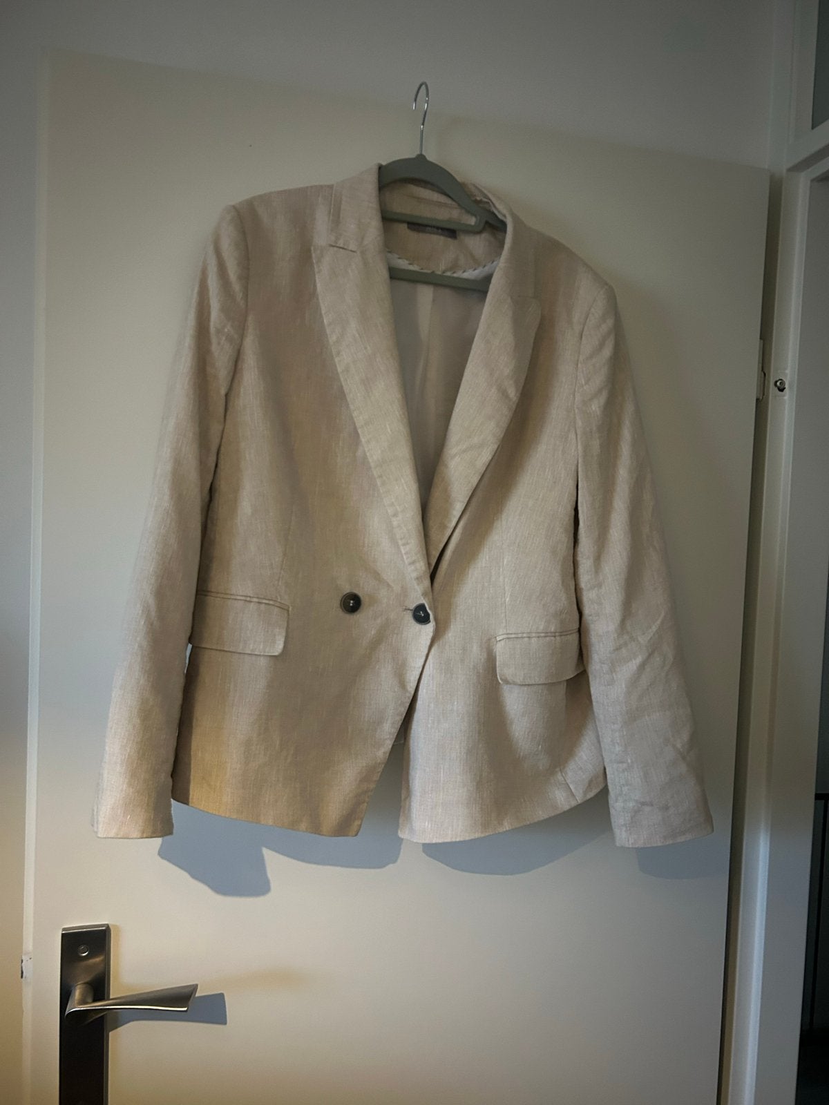 Jake's Collection Dames Blazer - Beige Linnenlook, Beige, Maat 46/48 (XL) of groter, Ophalen of Verzenden, Zo goed als nieuw