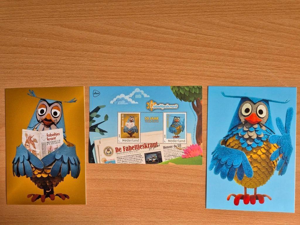 Fabeltjeskrant - 2x kaart meneer de Uil + postzegels, Postzegels en Munten, Postzegels | Nederland, Verzenden, Postfris