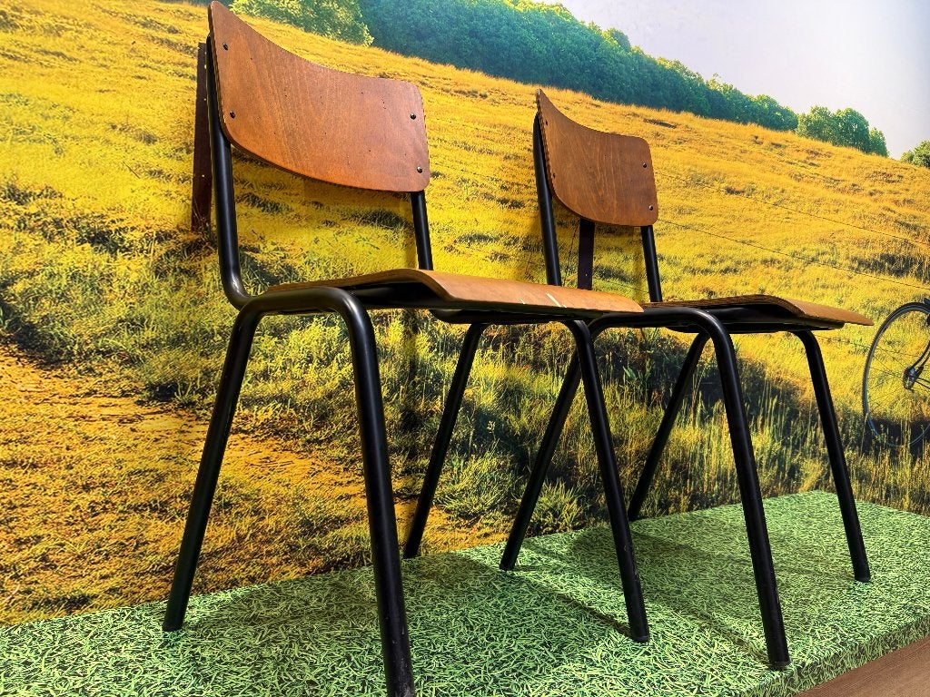 Vintage houten stoelen, Gebruikt, Zwart, Vintage, Ophalen of Verzenden