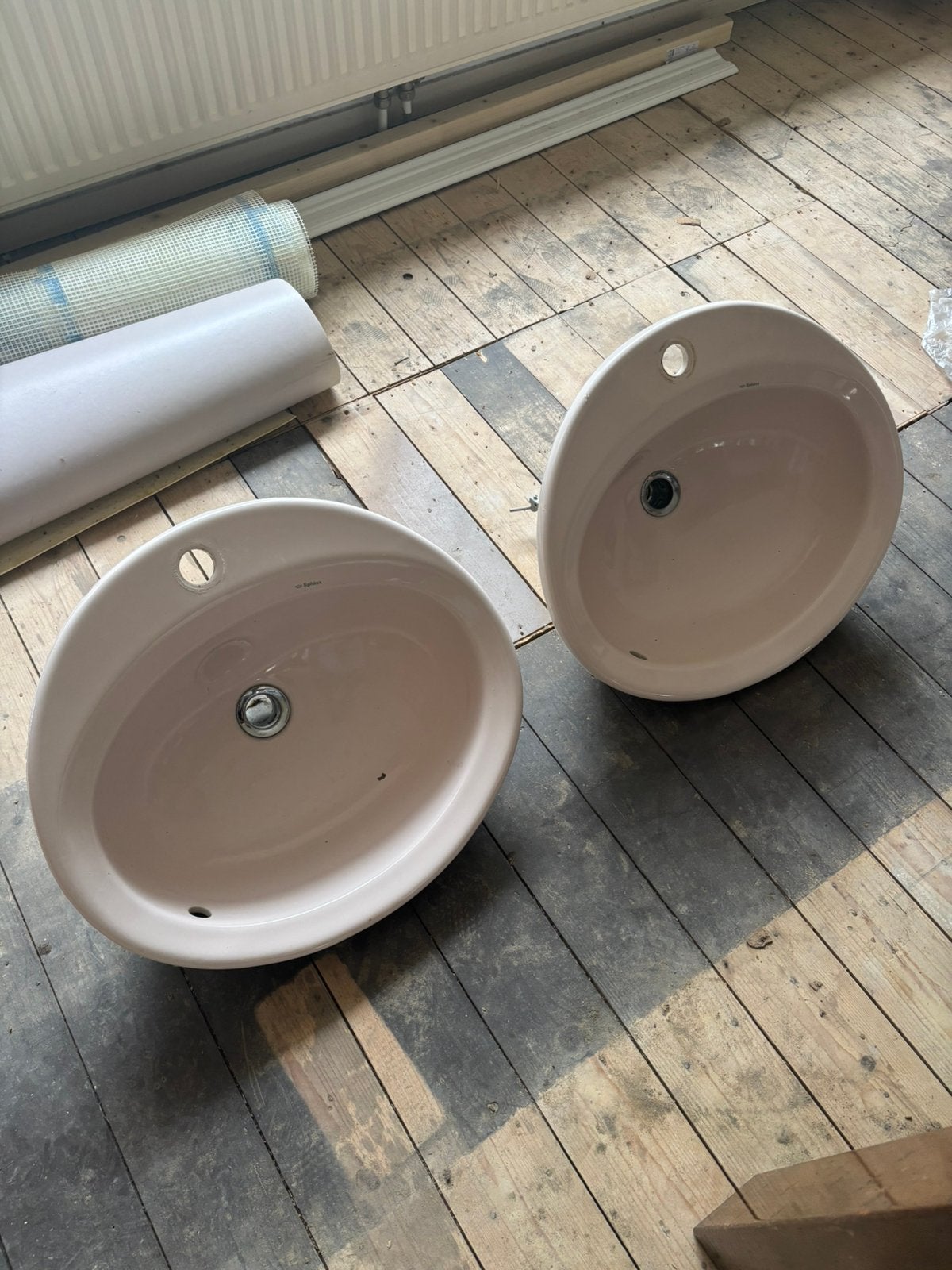 2x Oud roze Sphinx wasbakken, Ophalen, Zo goed als nieuw, Minder dan 100 cm, Wasbak of Wastafel