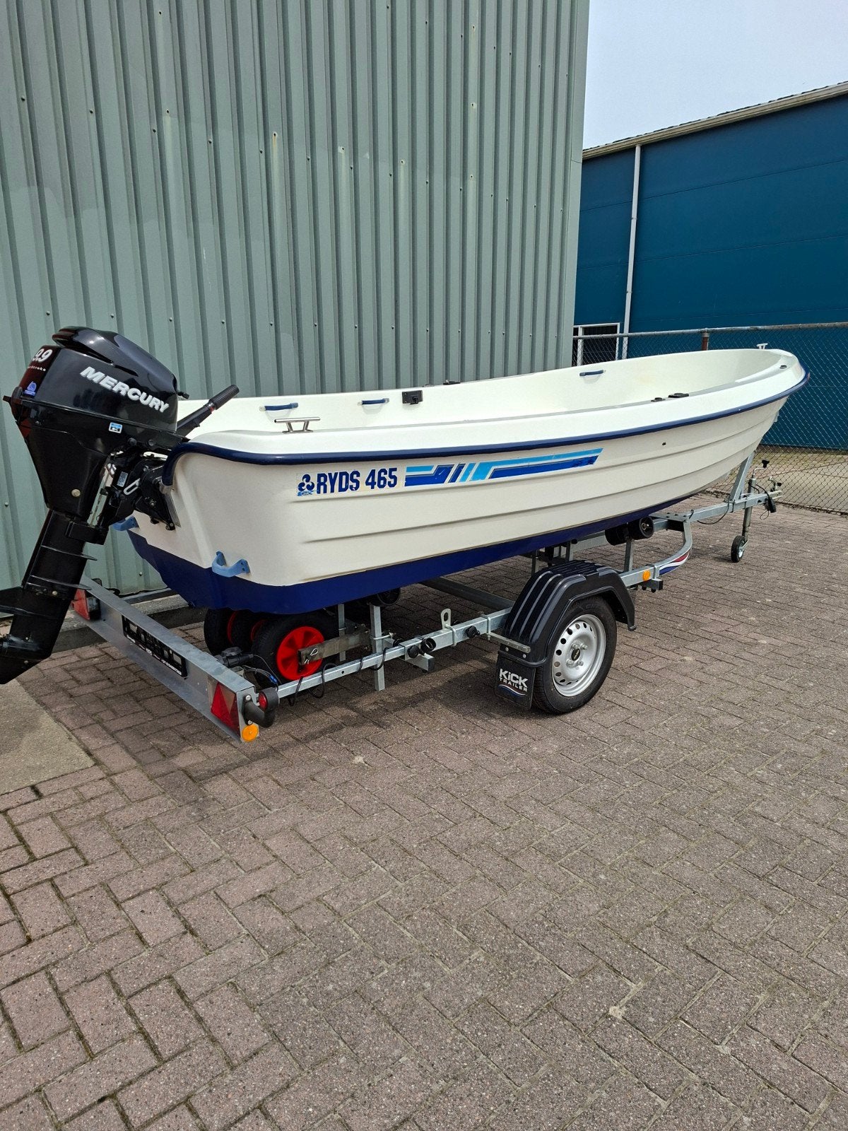 ZGAN Ryds 465 +DEKKLEED+ MERCURY 9.9 viertak +NIEUWE TRAILER, Watersport en Boten, Ophalen, Zo goed als nieuw, Elektrisch, Buitenboordmotor