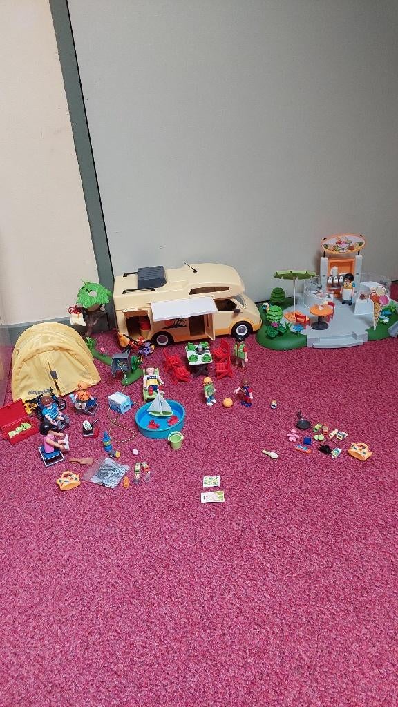 Playmobil Camper, camping, kamperen met ijssalon, Ophalen of Verzenden, Zo goed als nieuw, Complete set