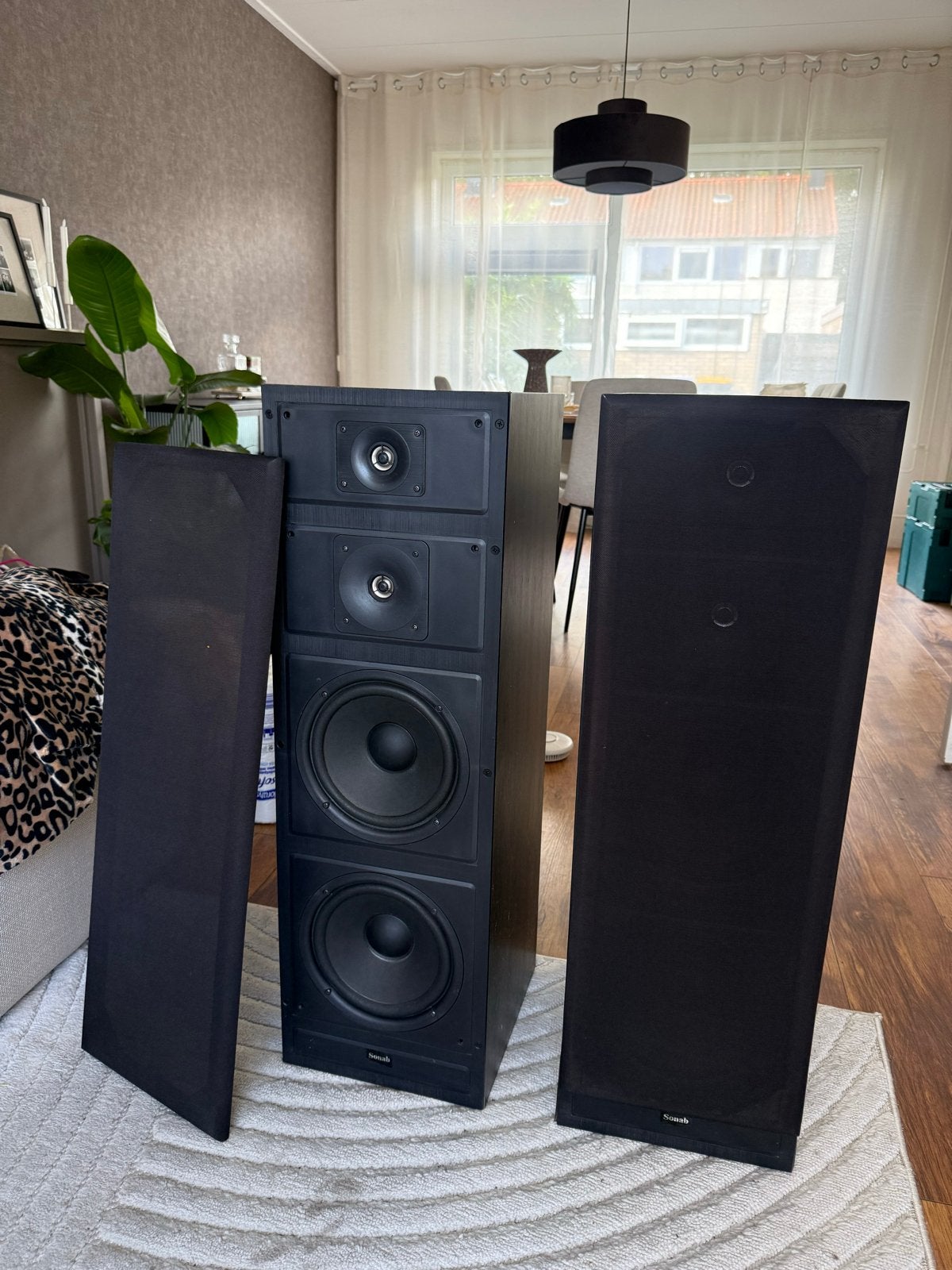 Sonab luidsprekerset (2 stuks), Vloerstaande luidspreker, Gebruikt, Geschikt voor surround/home cinema, Ophalen
